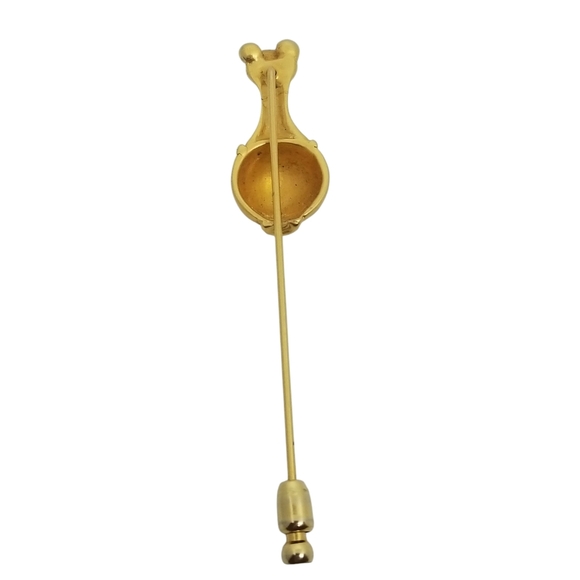 VINTAGE COLUMBIAN POPORO VASE DESIGN SATIN GOLDTONE STICK PIN - Picture 2 of 4